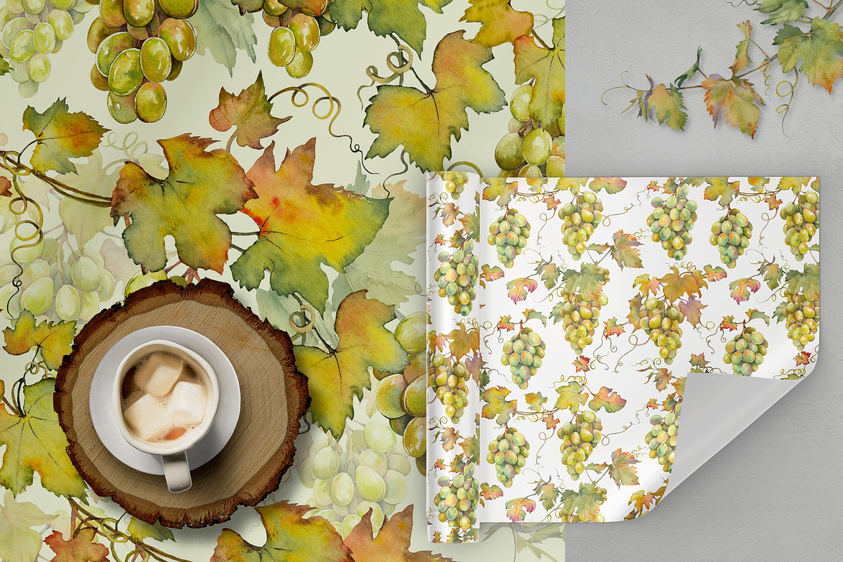 Watercolor Grapes Clipart Set, a Food Illustration by Jeanna Draw (Photo 11 of 12)