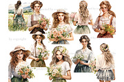 Spring Watercolor Clipart Bundle, a Person Illustration by GlamArtZhanna (Thumbnail 3 of 4)