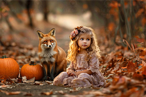 Fall Fox Digital Backdrop