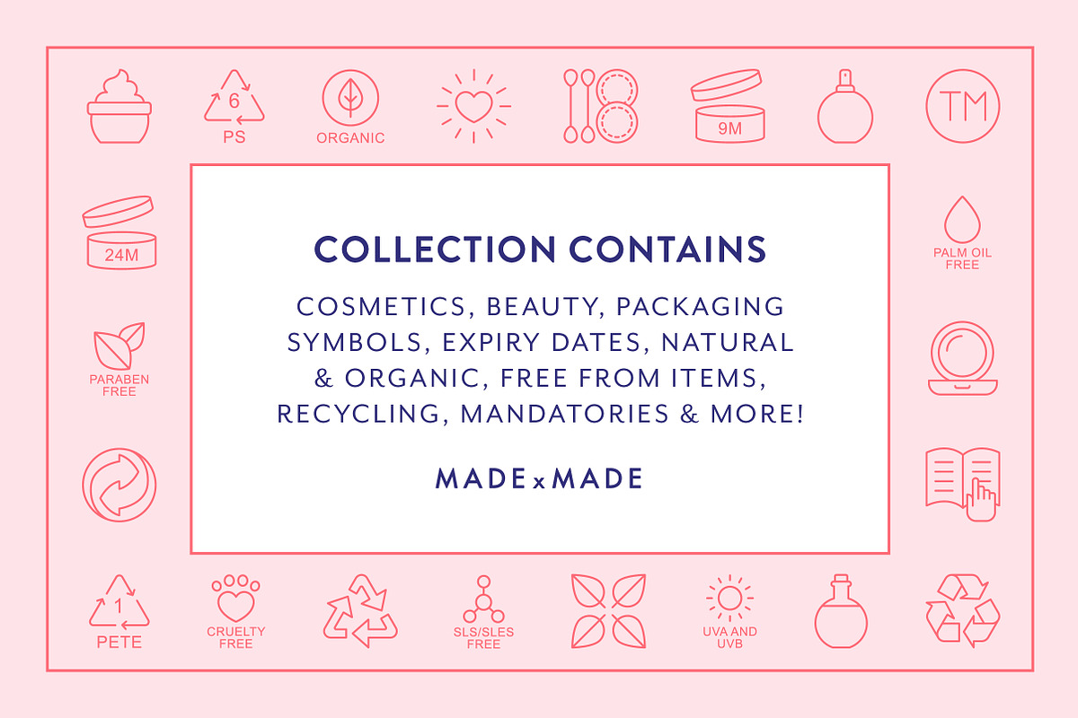 Cosmetic Packaging Line Icons, an Outline Icon by Made by Made (Photo 2 of 9)