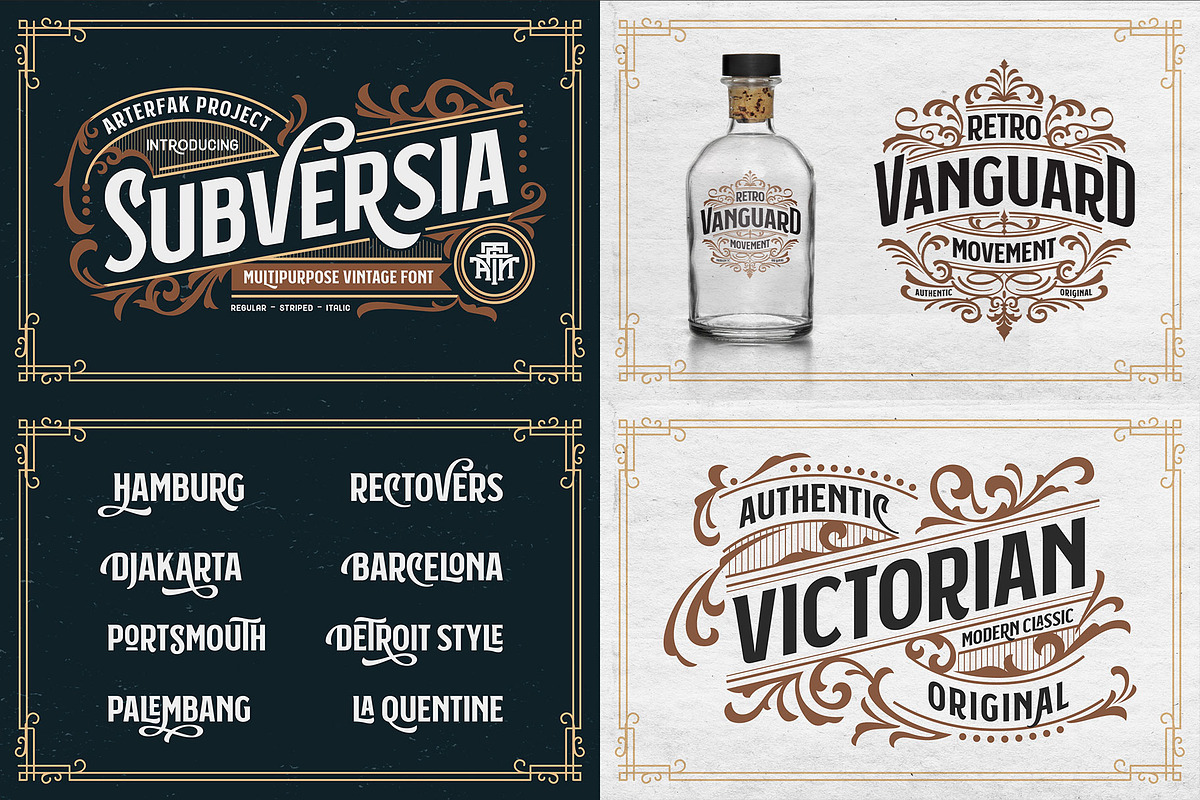Vintage Font Bundle & Ornaments, a Font by Arterfak Project (Photo 8 of 13)