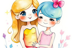 Cute girls watercolor, an Animal Photo by ComfortQ