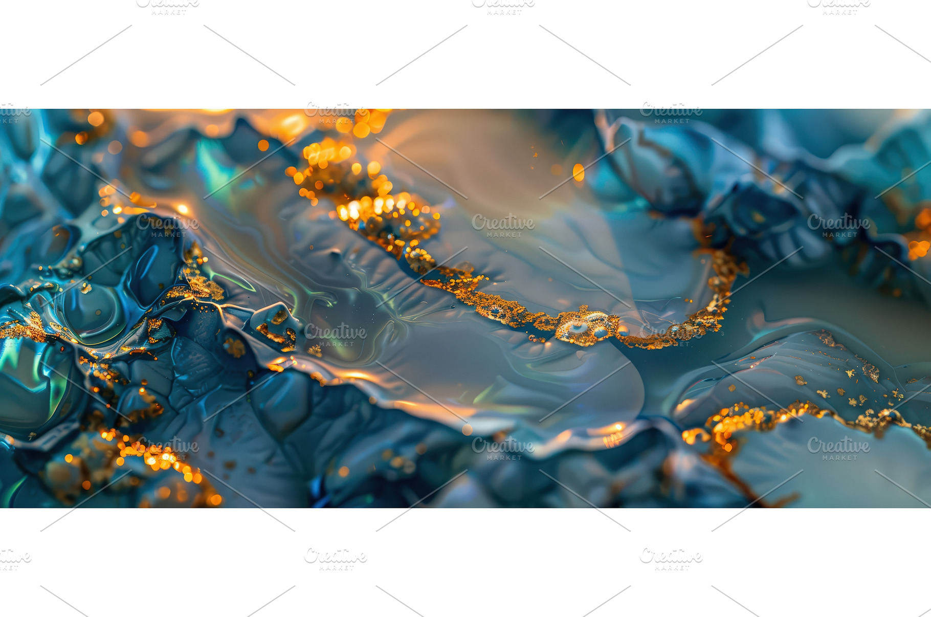 Blue and gold abstract fluid texture, an Abstract Photo by piter.goskov