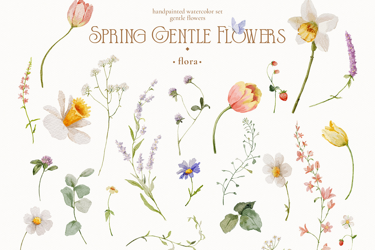 Watercolor Spring Gentle Flowers, a Decorative Illustration by Pamyatka Shop (Photo 11 of 12)