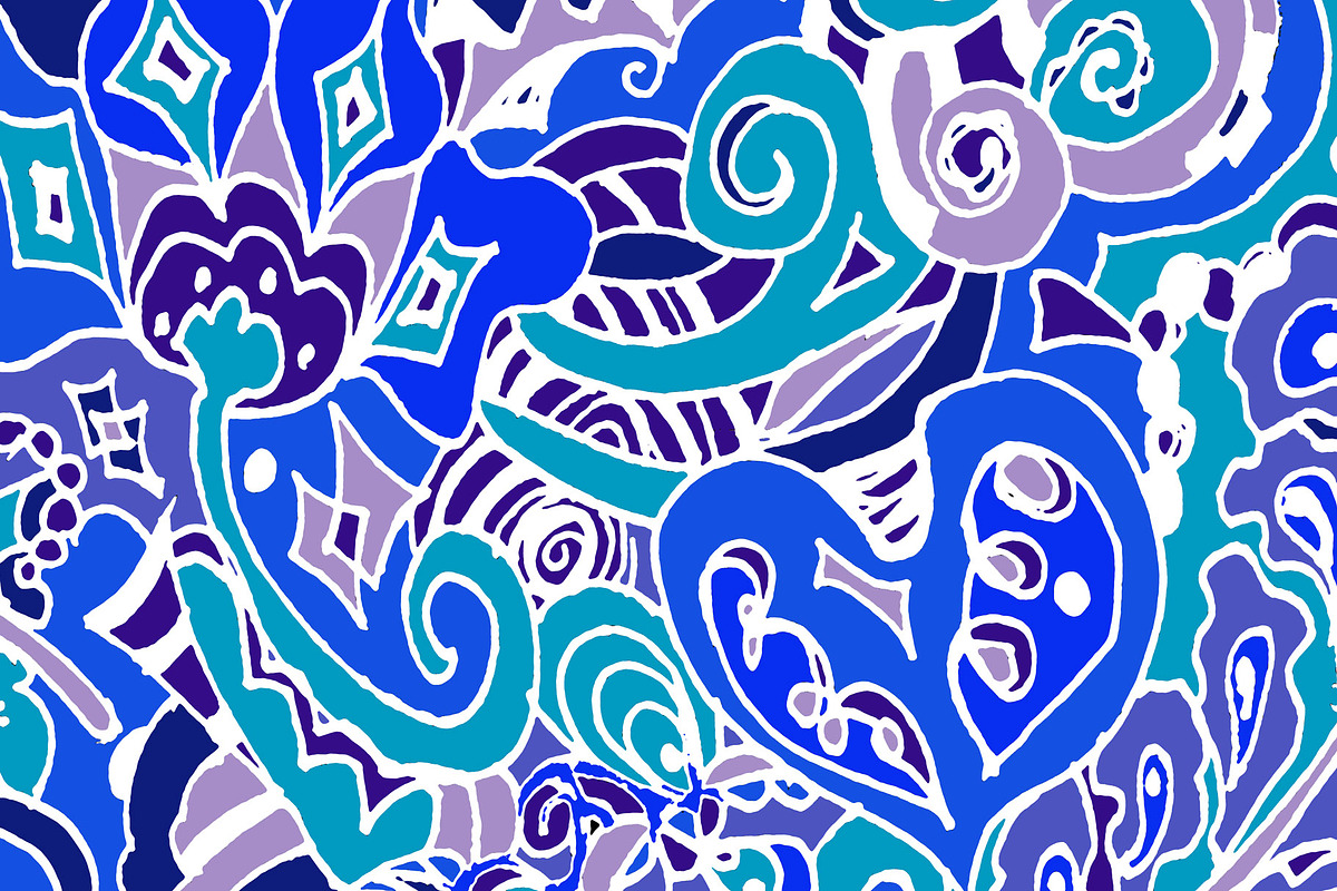 Shades of Blue Hand Drawn Pattern, a Decorative Illustration by Sharon Schwalbe (Photo 2 of 2)
