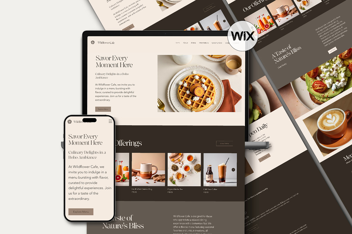 Restaurant, Cafe Wix Website, a Wix Template by Sky Dore Design (Photo 1 of 13)