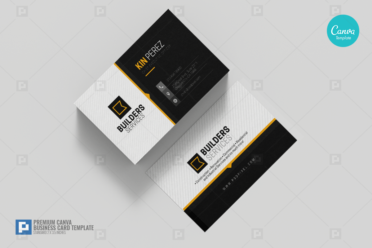 Construction Canva Business Card 04, a Business Card Template by PSDPixel (Photo 2 of 4)