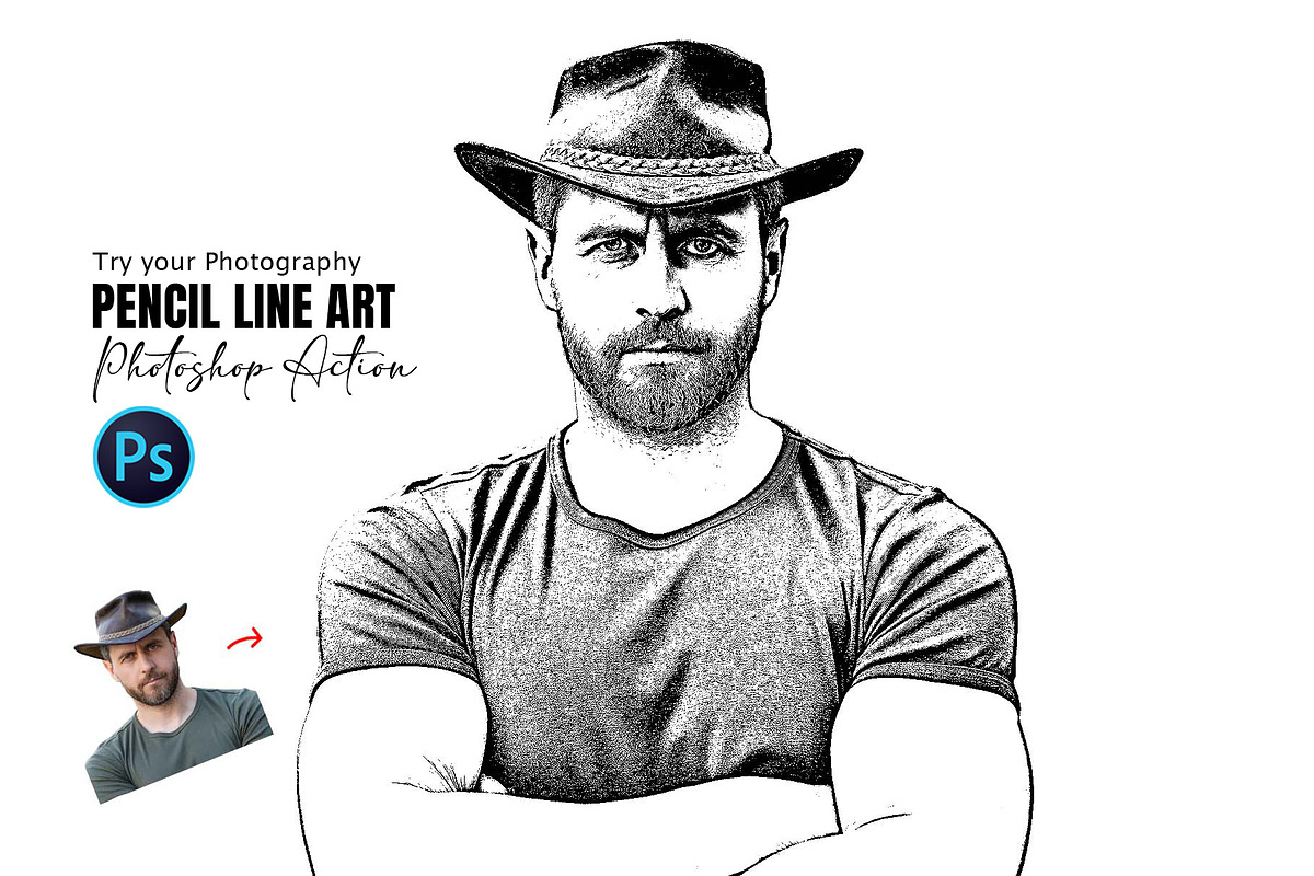 Pencil Line Art Photoshop Action, an Action Add-On by Photoshop Action (Photo 1 of 11)