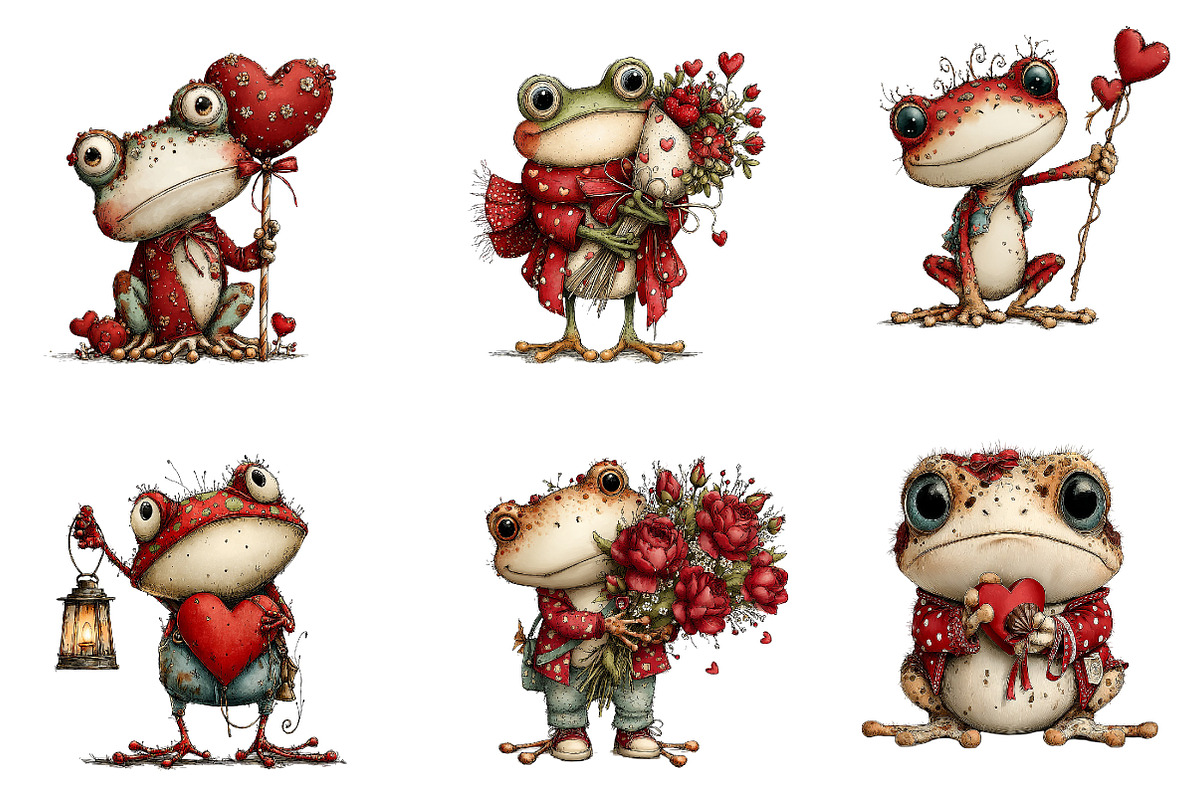 Whimsical Valentines Frog Clipart, an Illustration by Dream Creation (Photo 5 of 7)