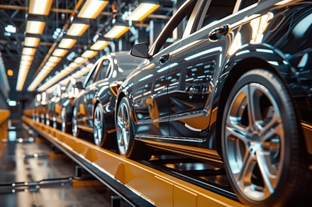 Line production of new cars in modern factory, an Industrial Photo by AlyaAnd