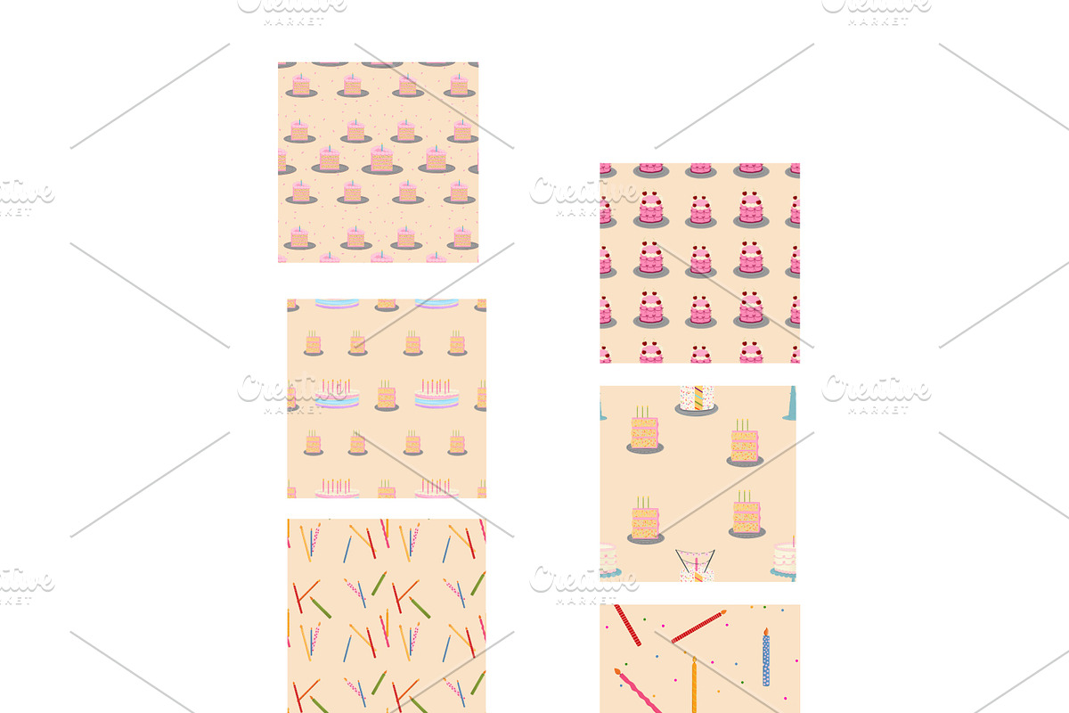 Dopamine Cakes Seamless Pattern Set, a Food Illustration by Oleksandra Illustrates (Photo 2 of 14)