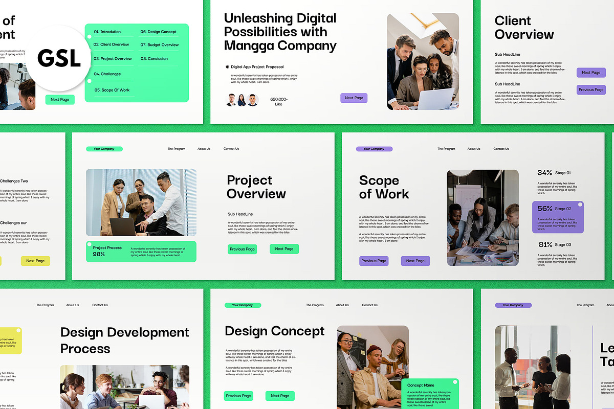 White Green Project Proposal Google, a Presentation Template by graphicook (Photo 1 of 4)