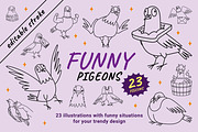 23 Funny pigeons vector illustration, an Animal Illustration by Yanakicc (Thumbnail 1 of 9)