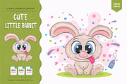 Сute cartoon rabbit. Tshirt, PNG., an Animal Illustration by KENO Mascots (Thumbnail 1 of 4)