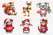 Christmas Cute Animals Clipart, an Illustration by Dream Creation (Thumbnail 4 of 7)