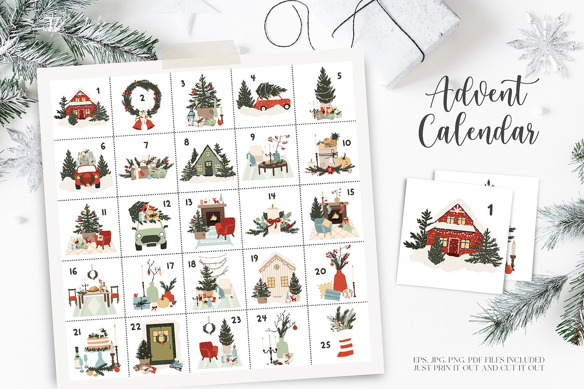 Christmas Mood - winter holiday set, a Seasonal Illustration by Madiwaso (Photo 4 of 12)