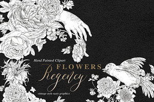Regency flowers hand-drawn clipart
