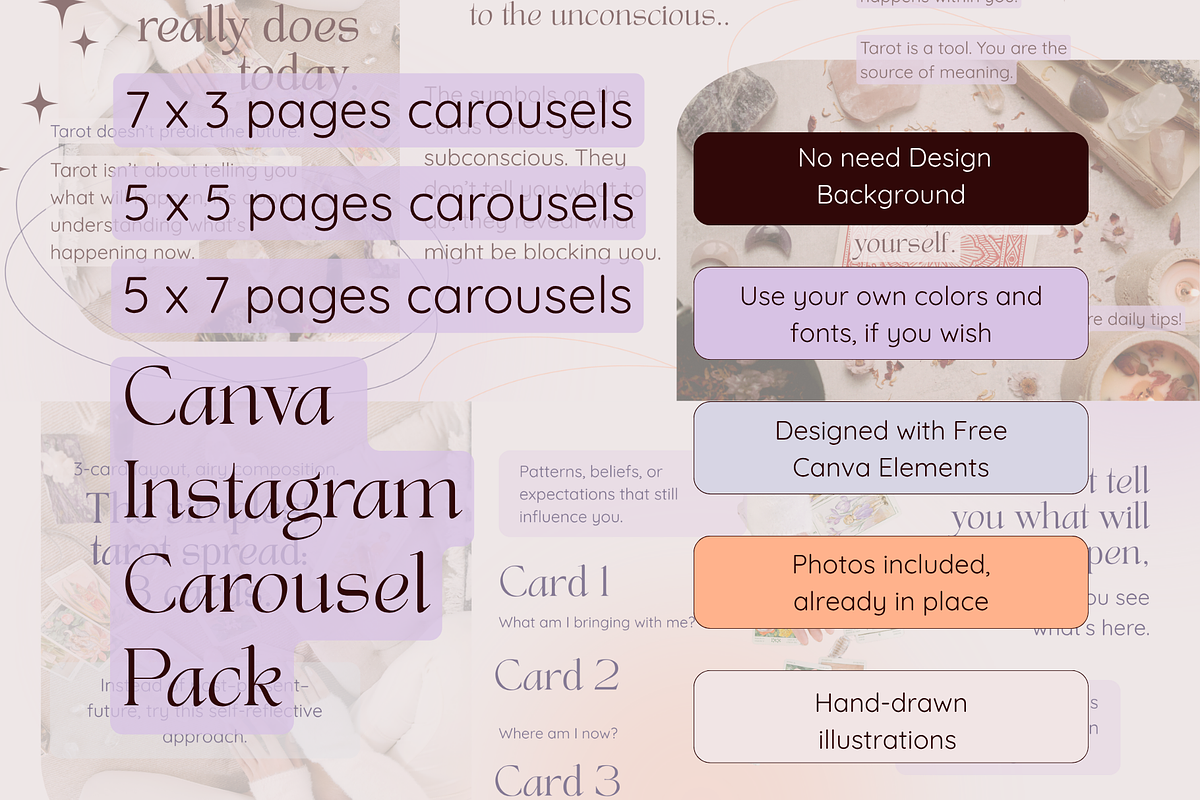 Tarot Reader Instagram Carousal Pack, a Social Media Template by Mochi Atelier (Photo 3 of 10)