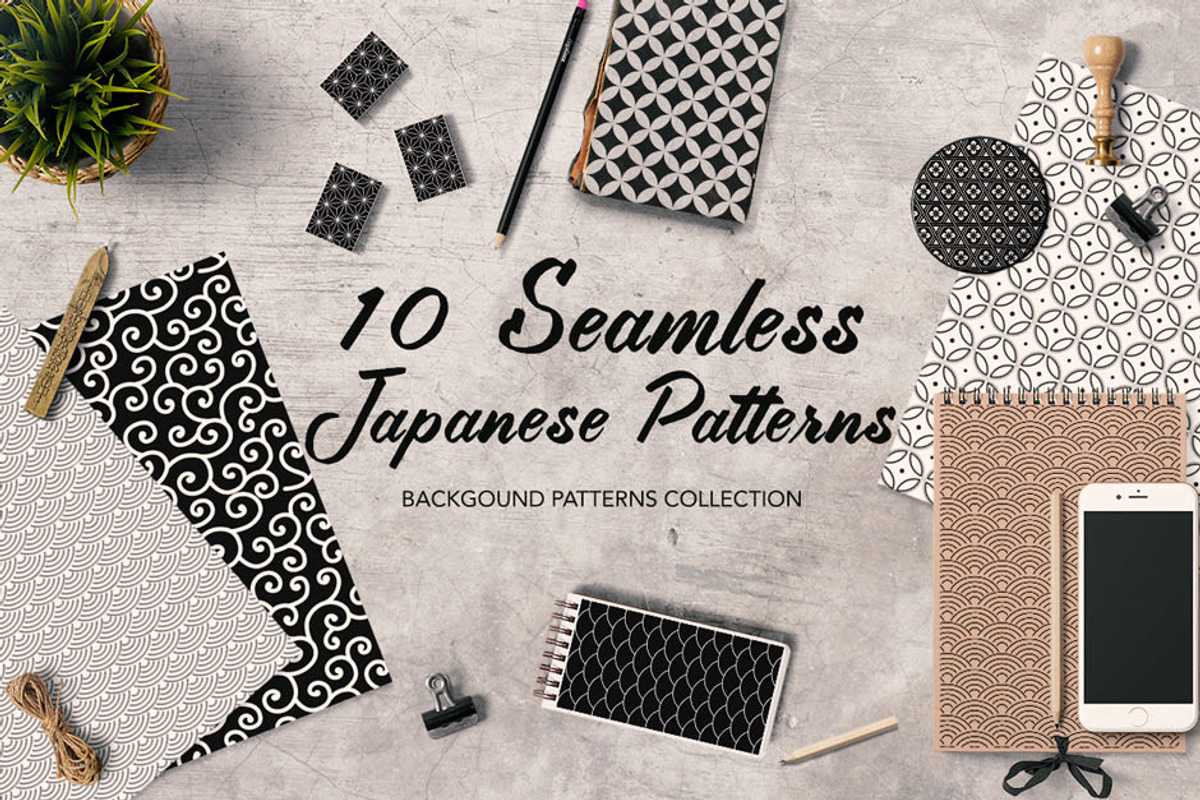 Japan Seamless Black White Patterns