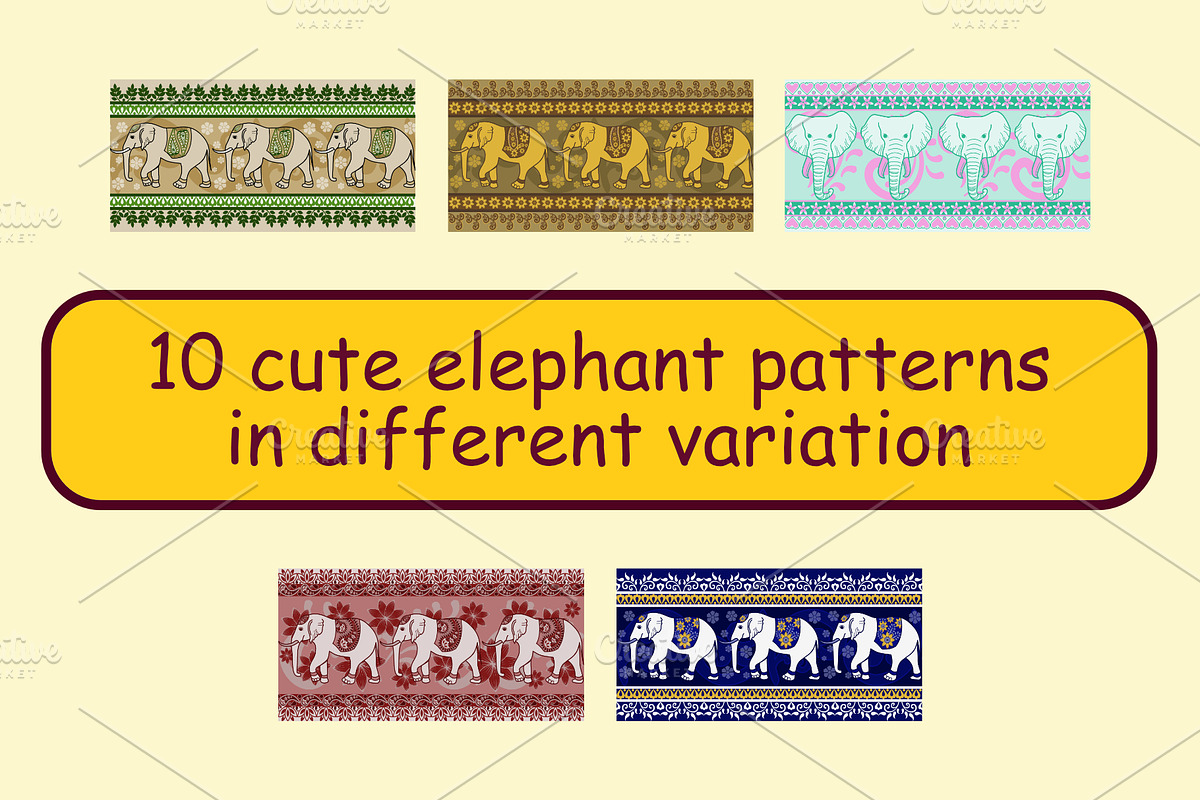 Cute Elephant Patterns, a Pattern Graphic by ThaiByGaew (Photo 2 of 6)