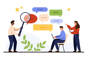Team Conversation and Feedback, a Person Illustration by Flashvector