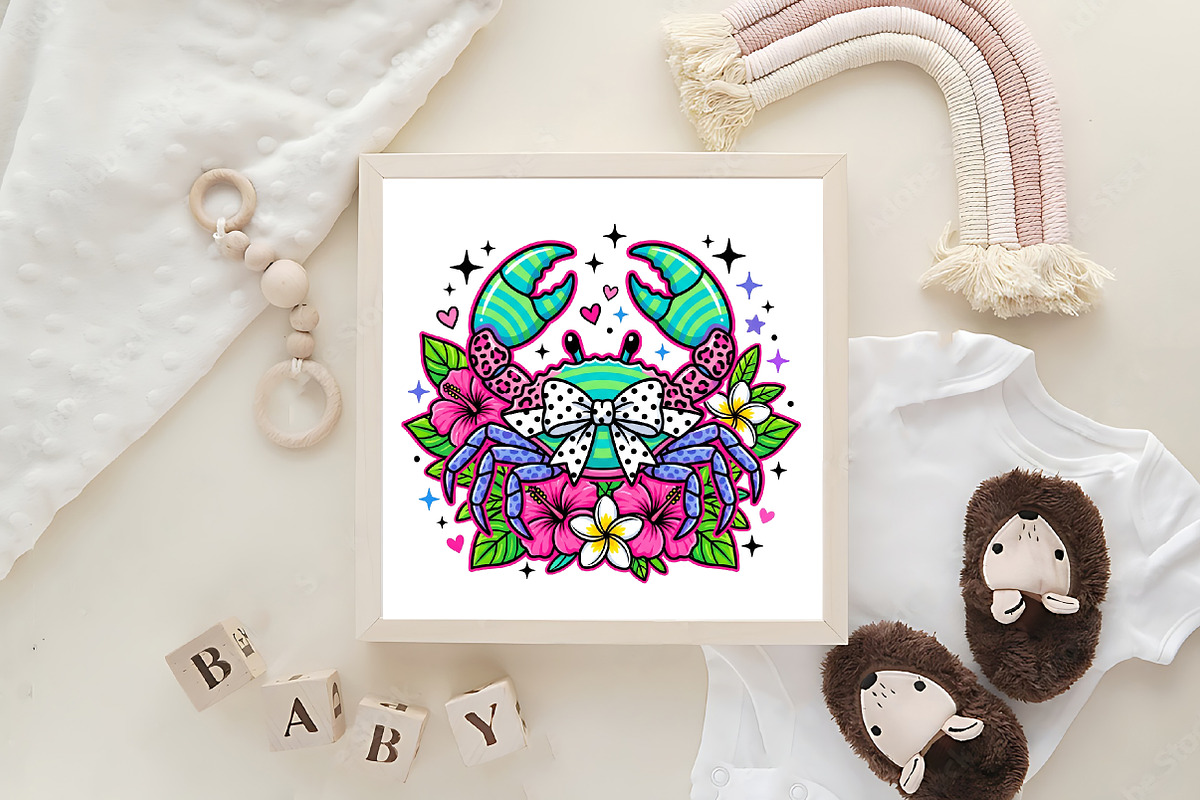 Preppy Crab Summer PNG, a Work Illustration by CraftArtStudio (Photo 4 of 4)