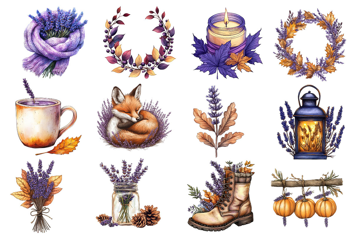 Lavender Fall Clipart, an Illustration by Dream Creation (Photo 2 of 4)