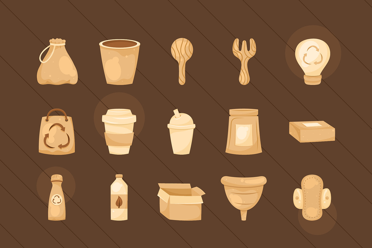 Eco Packaging Illustration Set