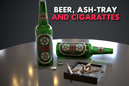 Beer, Cigarattes and Ashtray - PBR