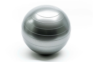 Grey fitness ball isolated on white background, a Photo by AlyaAnd