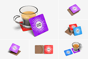 Square Coaster Mockup, a Cups & Container Mockup by Graphic Deal