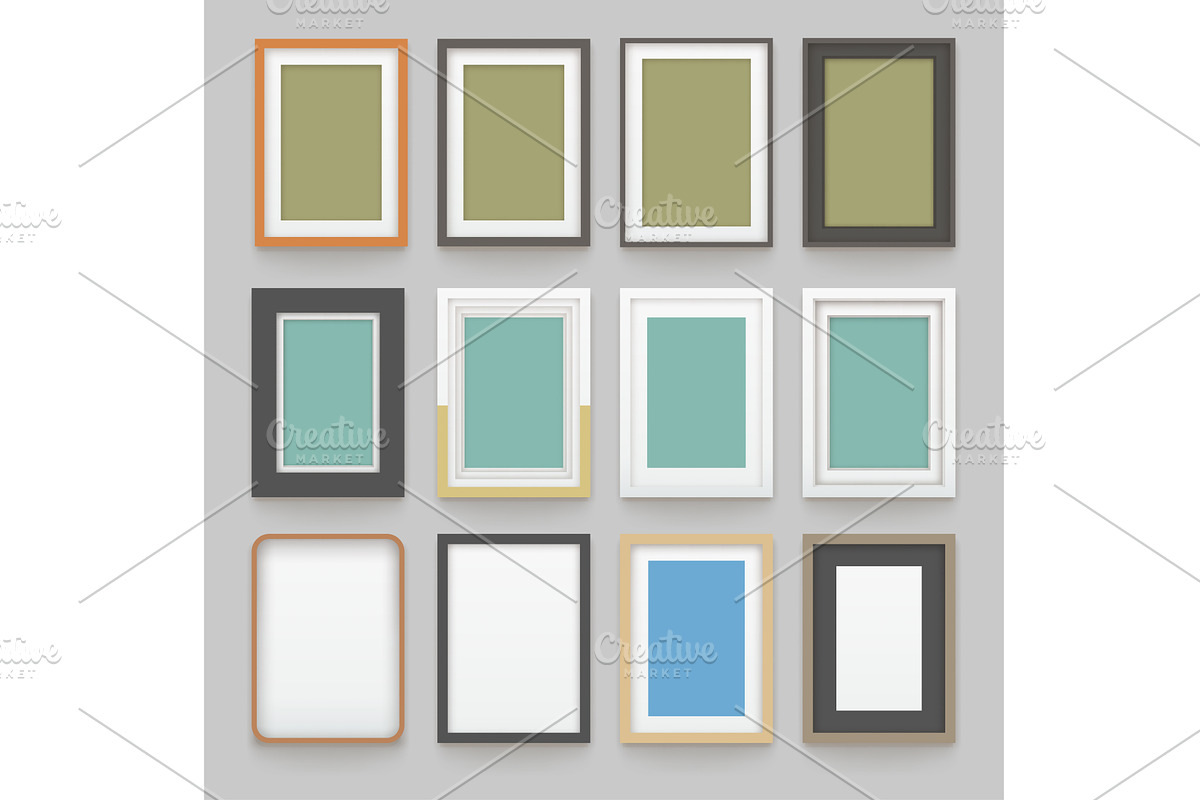 various photo frames in set on grey, an Object Illustration by IfH
