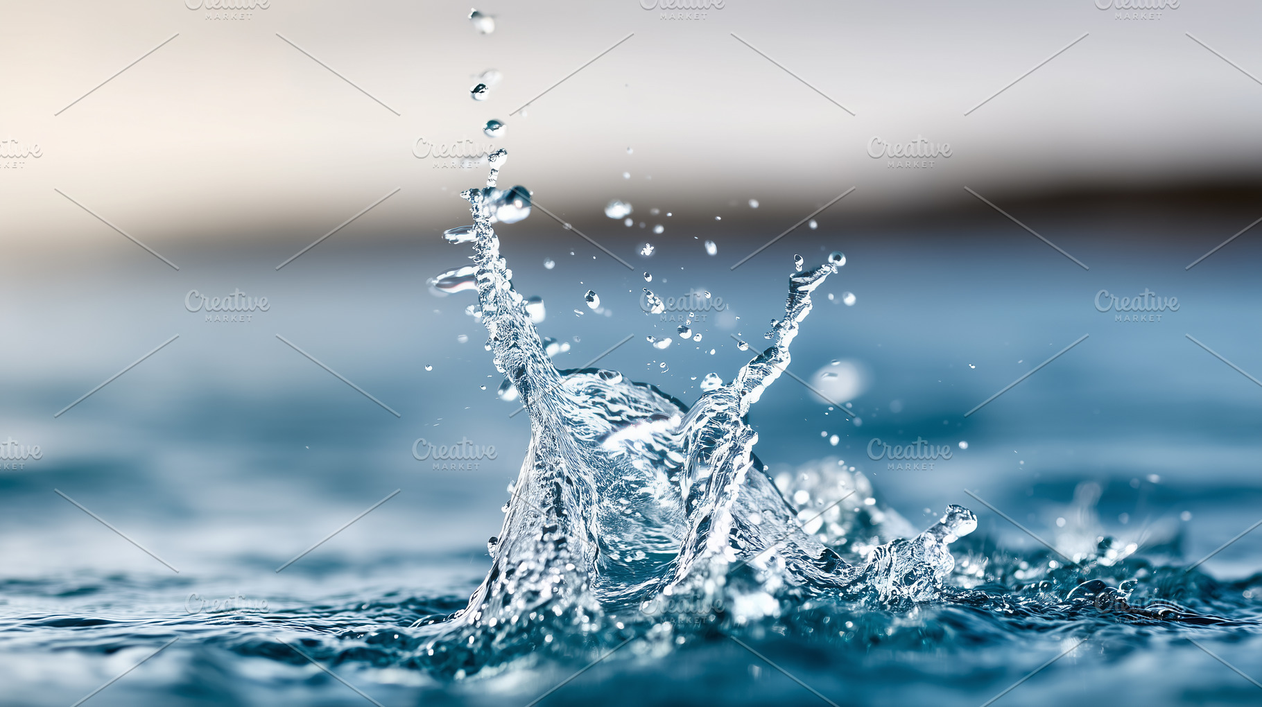 Crystal clear water splash frozen in, a Nature Photo by MistyDay