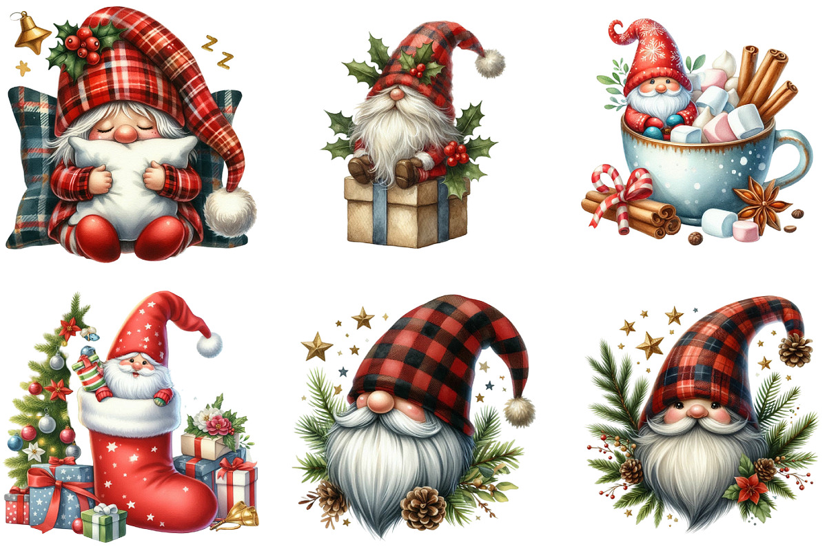 Cozy Christmas Gnomes Clipart P1, an Illustration by DreamArtGraphic (Photo 4 of 5)