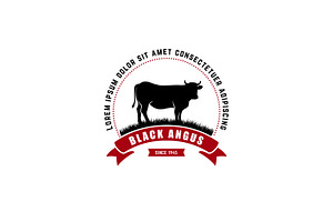 Black angus logo. Cow farm logo, a Branding & Logo Template by Distrologo