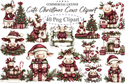 Cute Christmas Cows Clipart, an Illustration by designcity5 (Thumbnail 1 of 5)