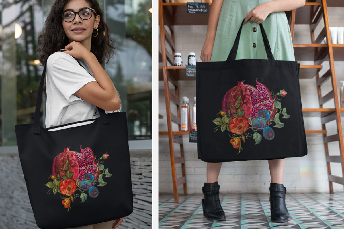 Ripened pomegranate and red roses, a Decorative Illustration by Matrioshka (Photo 7 of 9)