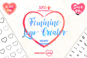 Feminine Logo Creator Kit - Hearts