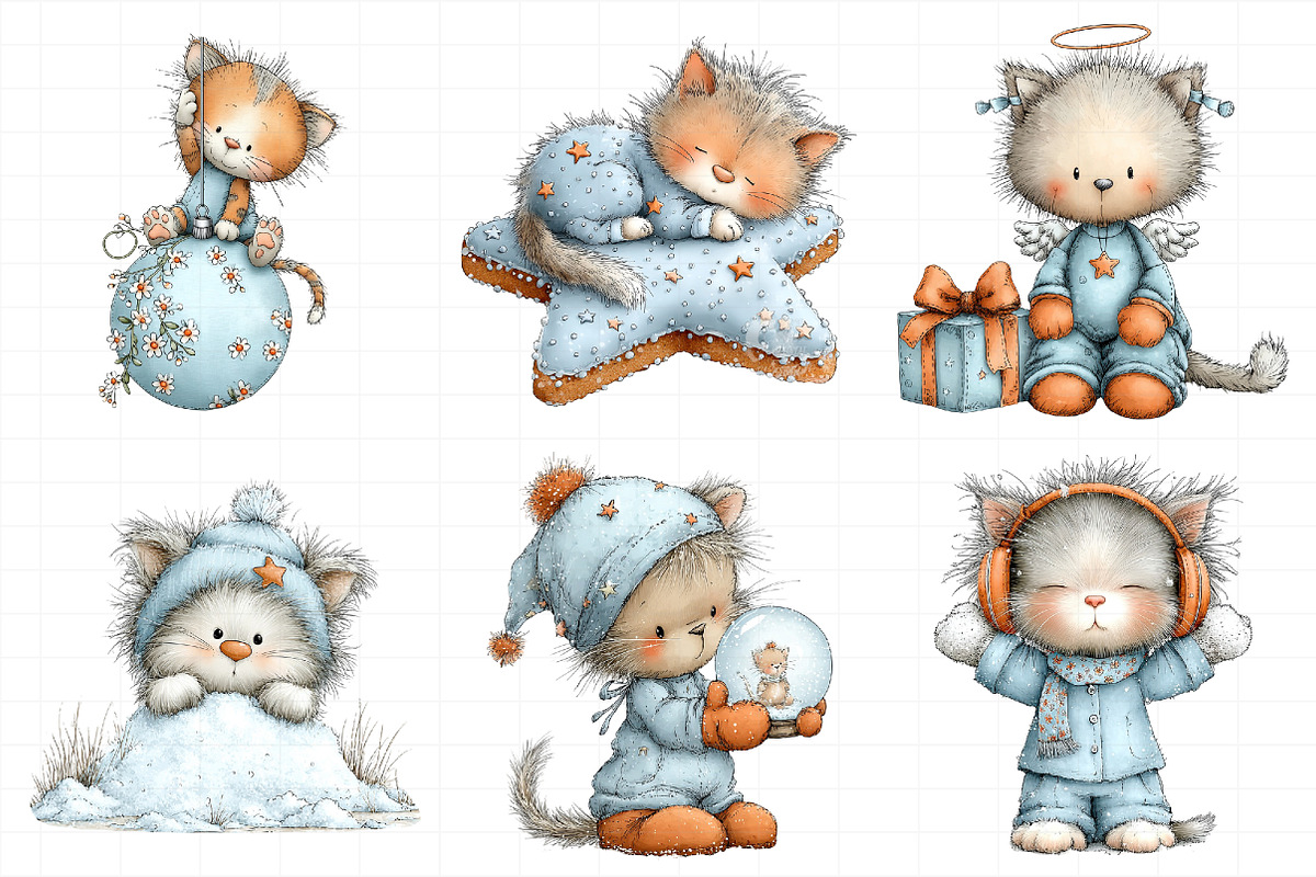 Whimsical Christmas Cat Clipart, an Illustration by Daily.Designs (Photo 3 of 5)