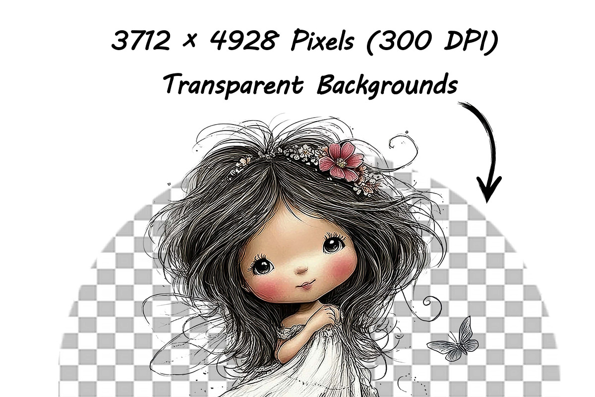 Whimsical Valentine Day Girl Clipart, an Illustration by one-touch (Photo 12 of 16)