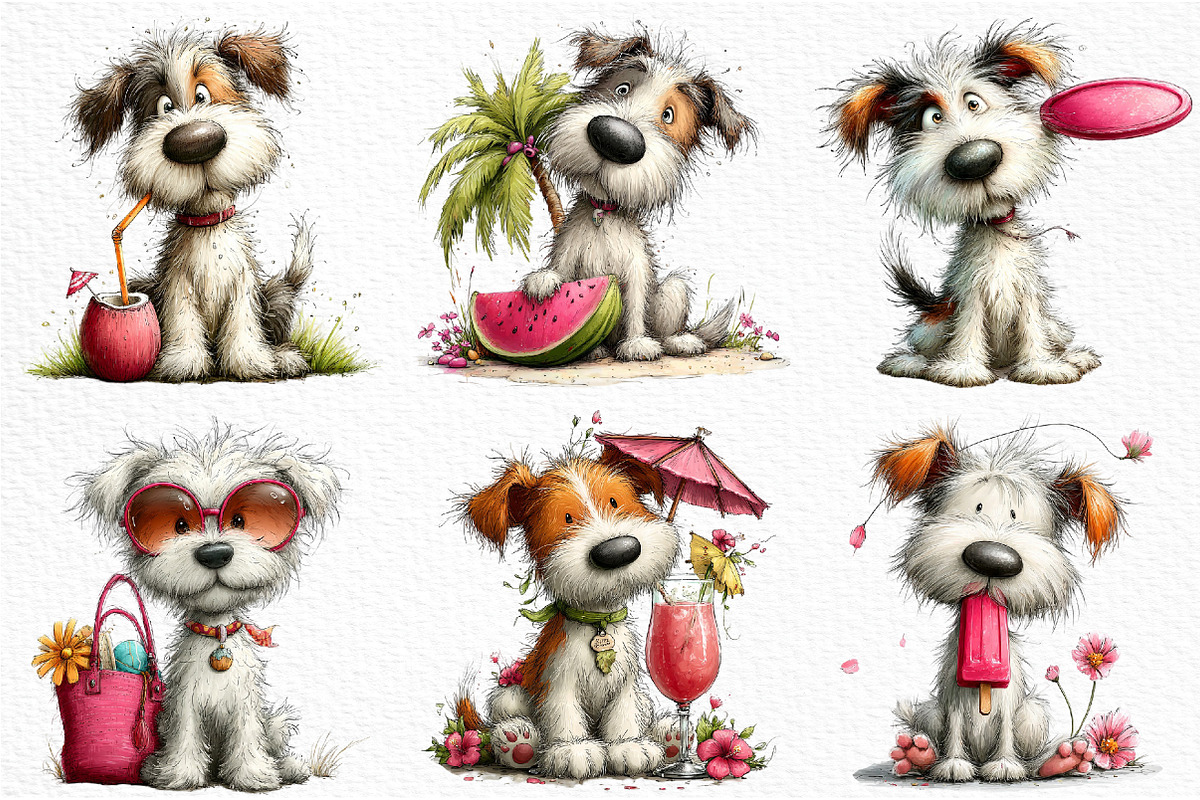 Whimsical Summer Dogs Clipart, an Illustration by Craft Nest (Photo 4 of 12)