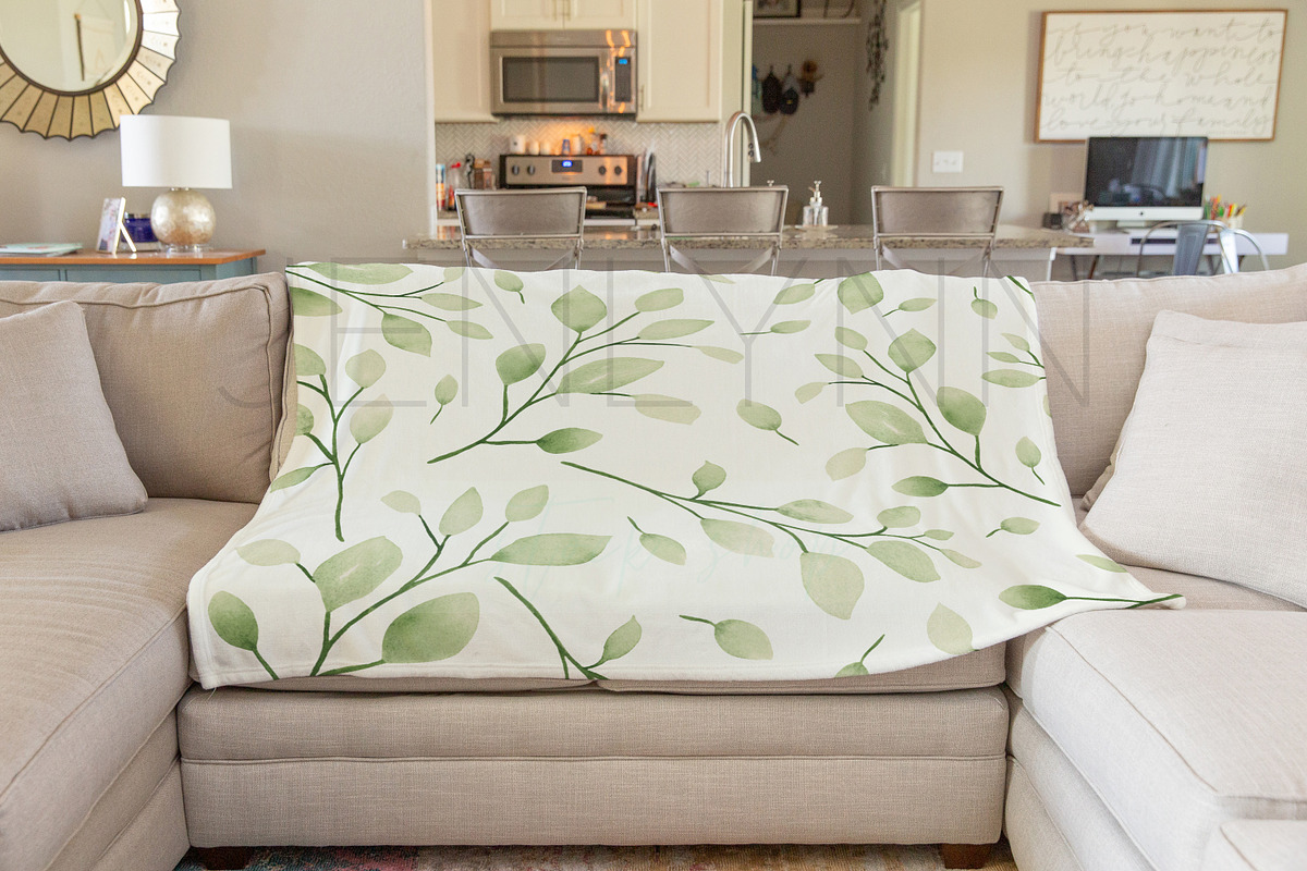 Minky Blanket Mockup on Couch #BH06, a Product Mockup by JENLYNN Stock Shop (Photo 2 of 7)