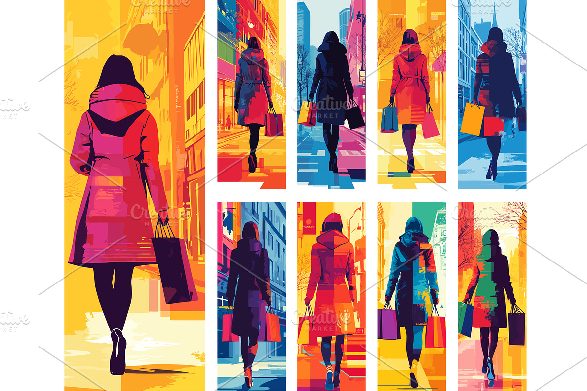 Woman coat back view walking street, an Object Illustration by Onyx