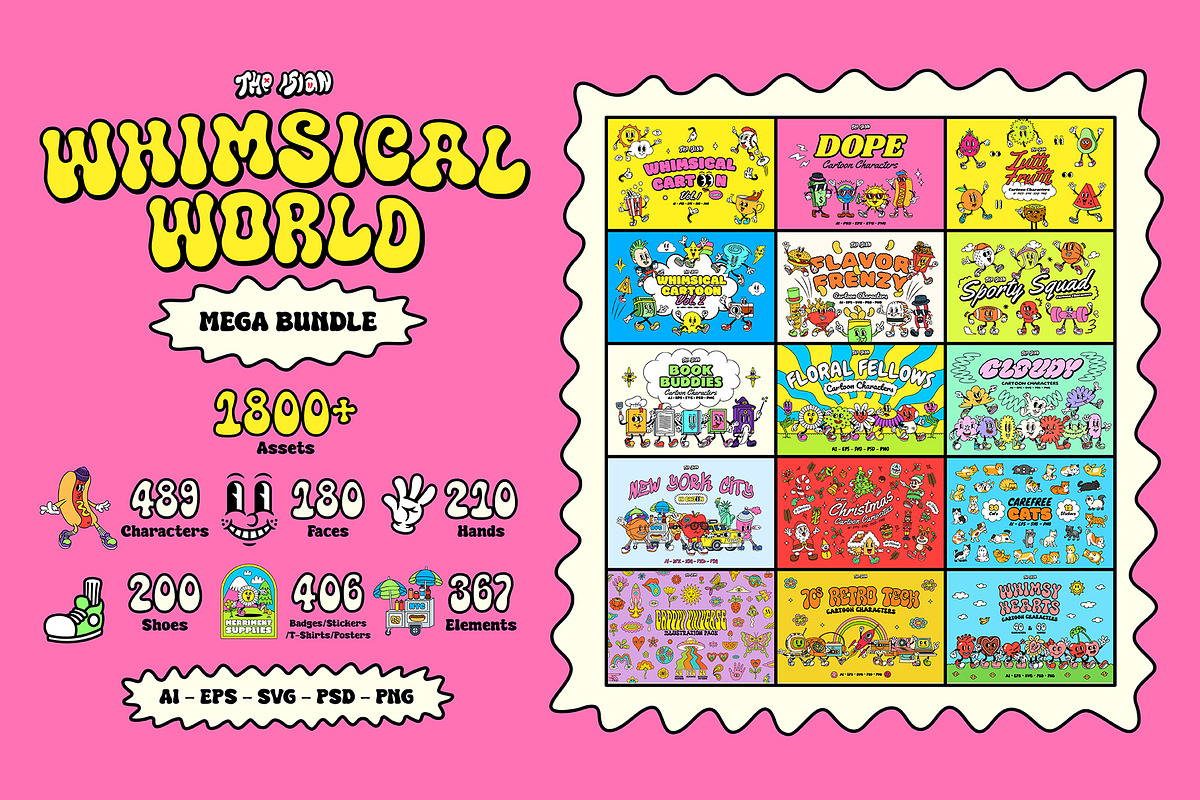 Whimsical World Mega Bundle, an Illustration by The Isian (Photo 1 of 229)