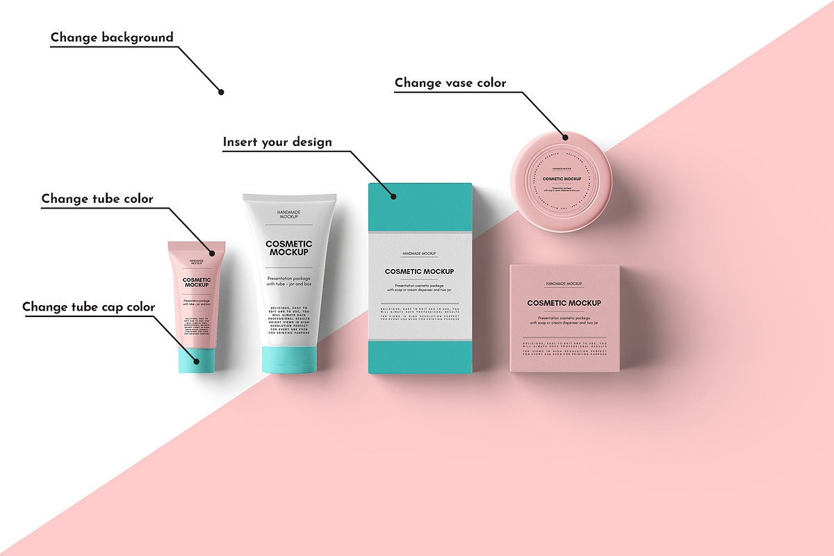 Cosmetic Set Mockups v2 - 8 views, a Packaging Mockup by Illusiongraphic (Photo 10 of 14)