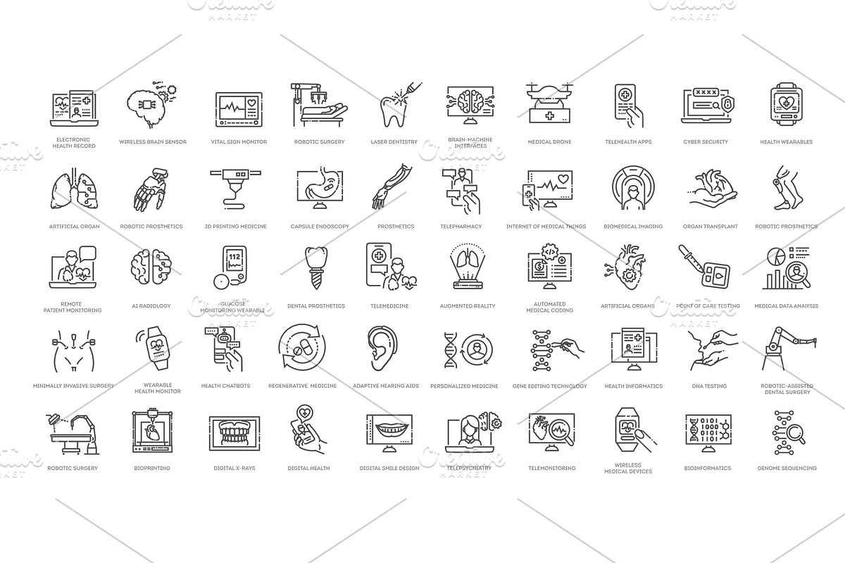 Medical Icons and Vector Symbols, a Healthcare Illustration by Tettygreen