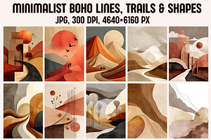 Minimalist Boho Lines Trails Shapes