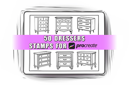50 Dressers Procreate Stamps Brushes
