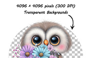 Whimsical Floral Animal Clipart Set, an Illustration by one-touch (Thumbnail 13 of 16)