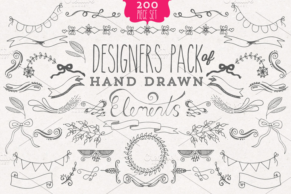 Hand drawn Designers Element Kit, an Illustration by StylishDesignMe (Photo 1 of 5)
